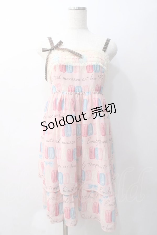画像1: Emily Temple cute / マカロンプリントノースリーブワンピース  ピンク Y-25-05-22-152-ET-OP-SZ-ZY (1)