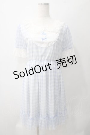 画像: 逗醤 / チェックワンピース  サックス Y-25-05-22-162-LO-OP-SZ-ZY