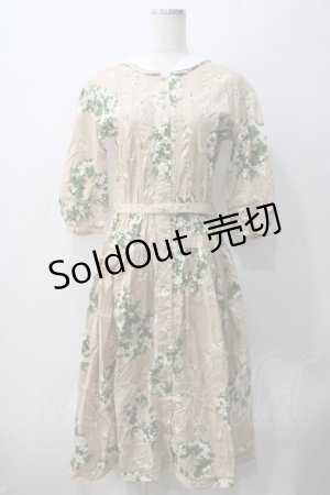 画像: INGEBORG / フラワーリースワンピース  ベージュ Y-25-05-22-165-LO-OP-AS-ZY