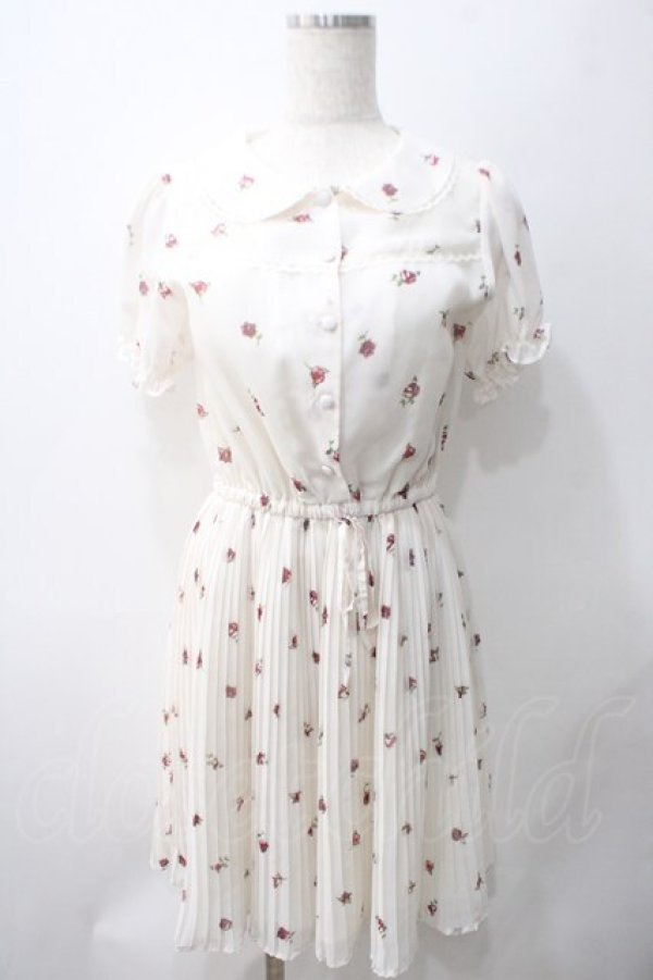 画像1: Ank Rouge / VintageRoseプリーツシフォンワンピース M アイボリー Y-25-05-22-181-CA-OP-SZ-ZY (1)