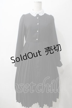 画像: mpetit by misako / AM*レースエリプリーツワンピース S 中黒 Y-25-05-22-183-LO-OP-SZ-ZY