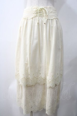 画像: axes femme / 裾刺繍ティアードスカート M キナリ Y-25-05-22-198-AX-SK-SZ-ZY