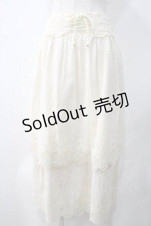 画像: axes femme / 裾刺繍ティアードスカート M キナリ Y-25-05-22-198-AX-SK-SZ-ZI
