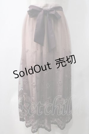 画像: axes femme / グラデチュール刺繍スカート M ワイン Y-25-05-22-199-AX-SK-SZ-ZI