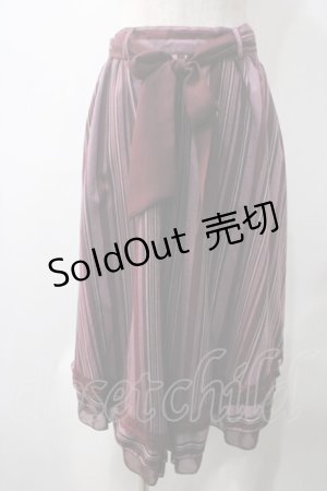 画像: axes femme POETIQUE / ストライプ柄イレヘムスカート  ワイン Y-25-05-22-205-AX-SK-SZ-ZI