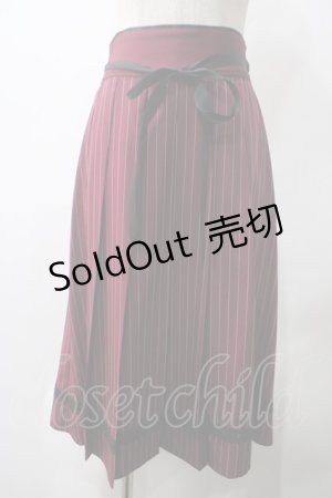画像: axes femme / ストライププリーツミディスカート F ワイン Y-25-05-22-206-AX-SK-SZ-ZI