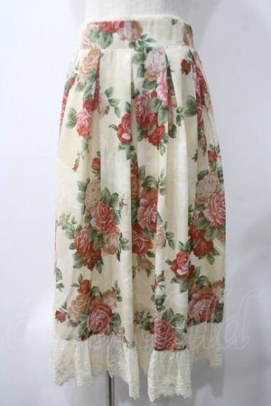 画像: axes femme / ラフィネローズ柄タックスカート F イエロー Y-25-05-22-207-AX-SK-SZ-ZY