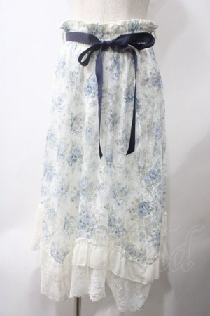 画像: axes femme / フローラルレースイレヘムスカート F ブルー Y-25-05-22-231-AX-SK-SZ-ZY