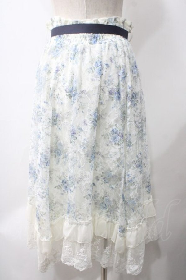 画像2: axes femme / フローラルレースイレヘムスカート F ブルー Y-25-05-22-231-AX-SK-SZ-ZY (2)