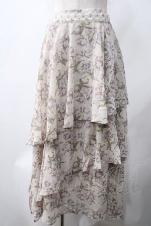 画像: axes femme / フラワーティアードスカート M キナリ Y-25-05-22-233-AX-SK-SZ-ZY