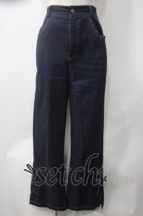 画像1: axes femme POETIQUE / レースアップデニムパンツ M インデイゴ Y-25-05-22-241-AX-PA-SZ-ZY (1)