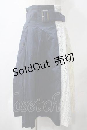画像: axes femme / ストライプ×レース切替スカート M コン Y-25-05-22-242-AX-SK-SZ-ZI