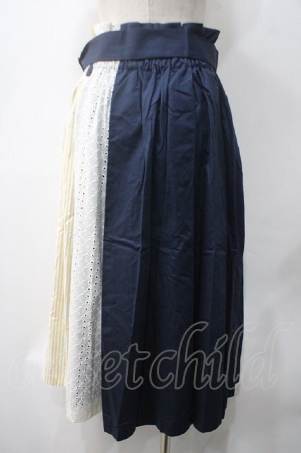 画像2: axes femme / ストライプ×レース切替スカート M コン Y-25-05-22-242-AX-SK-SZ-ZY (2)