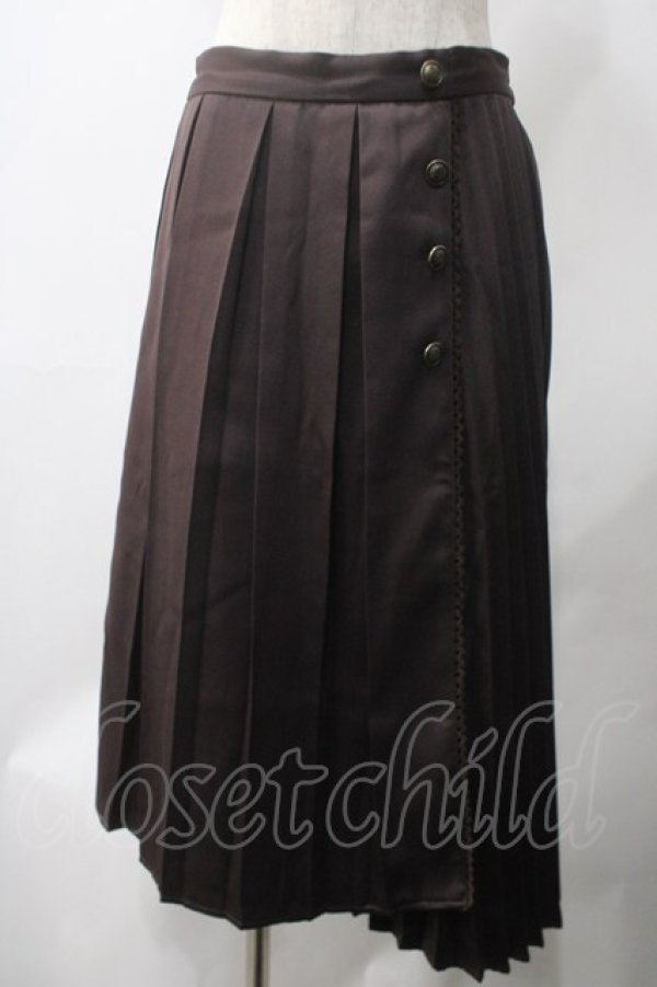 画像1: axes femme / ダブルプリーツスカート M 茶 Y-25-05-22-246-AX-SK-SZ-ZY (1)