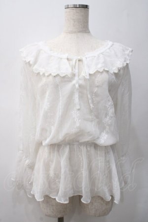 画像: axes femme / バラ刺繍シースルーブラウス M 白 Y-25-05-22-032-AX-BL-SZ-ZY