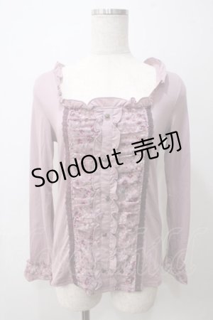 画像: axes femme / 花柄切替カットソー  ラベンダー Y-25-05-25-070-AX-TO-SZ-ZY