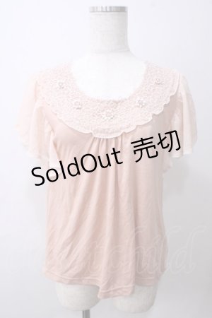 画像: axes femme / 襟刺繍トップス  ピンク Y-25-05-25-071-AX-TO-SZ-ZY