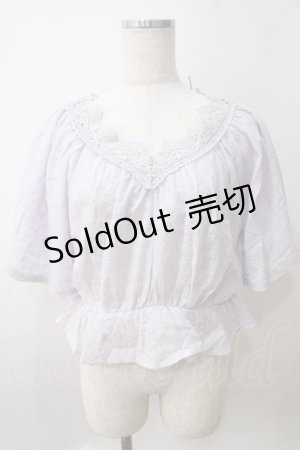 画像: axes femme POETIQUE / マスク付きフラワーコットンブラウス  ラベンダー Y-25-05-25-083-AX-TO-SZ-ZY
