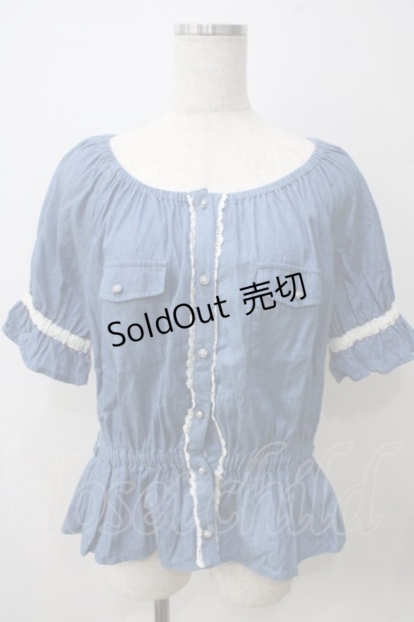 画像1: axes femme / デニム風ブラウス  ブルー Y-25-05-25-084-AX-TO-SZ-ZI (1)