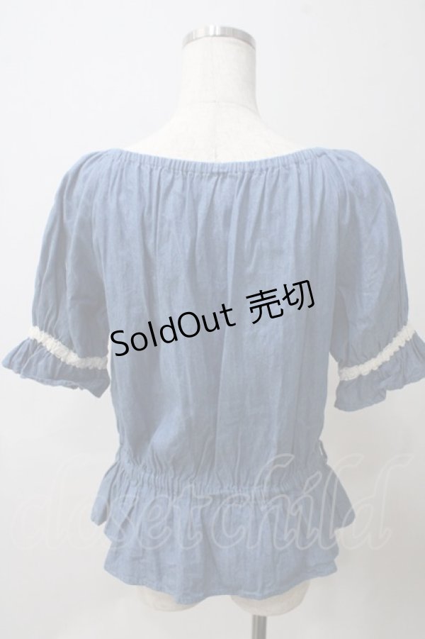 画像2: axes femme / デニム風ブラウス  ブルー Y-25-05-25-084-AX-TO-SZ-ZI (2)