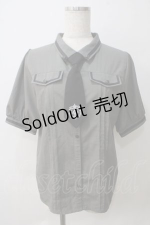 画像: axes femme / ミリタリー風タイ付ブラウス L カーキ Y-25-05-25-085-AX-BL-SZ-ZY