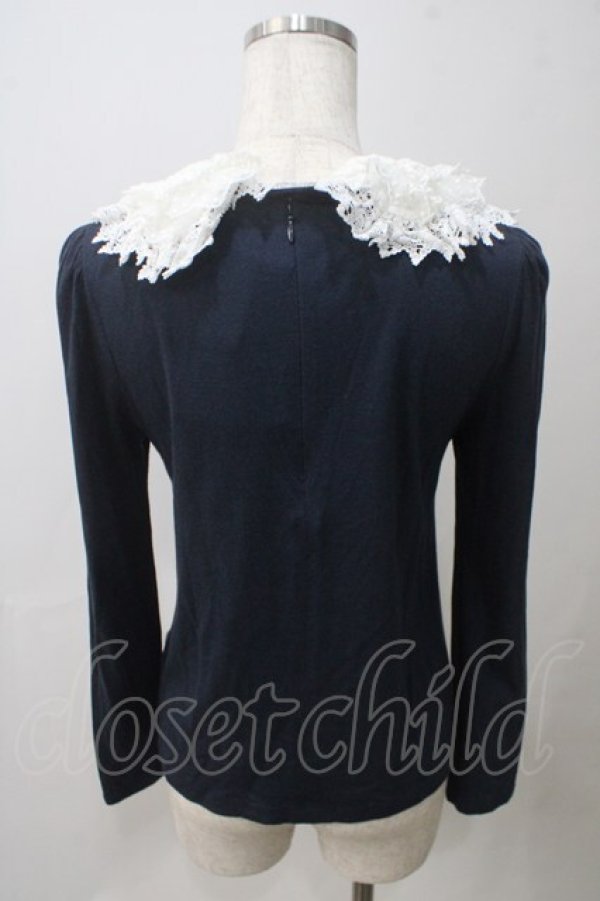 画像2: Jane Marple / マルチレースカラーカットソー M ネイビ- Y-25-05-25-092-JM-TO-SZ-ZY (2)