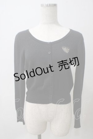 画像: Emily Temple cute / ハートロゴ刺繍ラメニットカーディガン  黒 Y-25-05-25-102-ET-TO-SZ-ZY