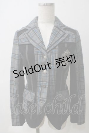 画像: Ozz Croce / チェック柄EMBジャケット  グレー Y-25-05-25-112-OO-JA-SZ-ZY