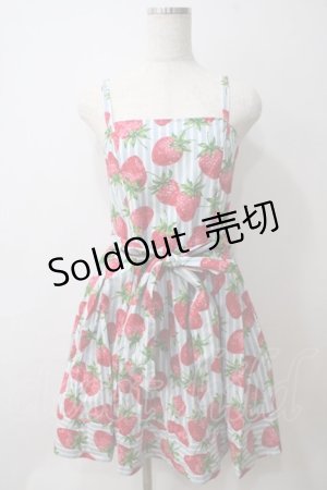 画像: Jane Marple / ストロベリーmeetsストライプのサンドレス M サックス Y-25-05-25-113-JM-OP-SZ-ZY