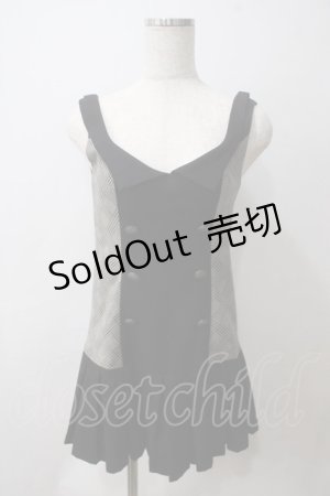画像: NO.S PROJECT / プリーツワンピース S 黒×グレー Y-25-05-25-128-LO-OP-SZ-ZY