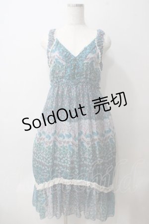 画像: axes femme / シフォン花柄ワンピース  グリーン Y-25-05-25-150-AX-OP-SZ-ZY