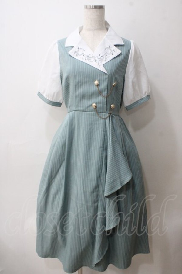 画像1: axes femme / 夜空刺繍襟ドッキングワンピース F ミント Y-25-05-25-153-AX-OP-SZ-ZY (1)