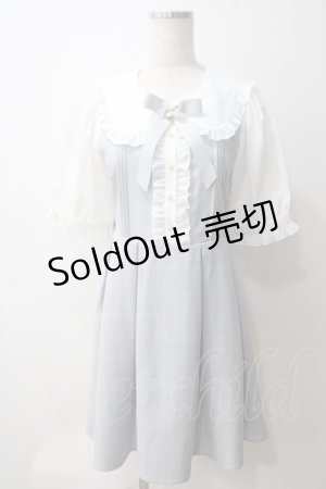 画像: Amavel / ハートリボンチェック切替ワンピース F サックス Y-25-05-25-156-CA-OP-SZ-ZY
