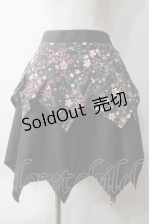 画像: gouk / 和柄切替2段スカート  黒 Y-25-05-25-185-GO-SK-SZ-ZY