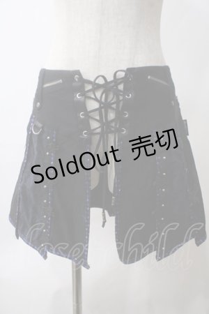 画像: Ozz Croce / 龍ptチャイナスカート  黒×青 Y-25-05-25-190-OO-SK-SZ-ZY