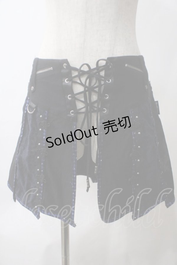 画像1: Ozz Croce / 龍ptチャイナスカート  黒×青 Y-25-05-25-190-OO-SK-SZ-ZY (1)