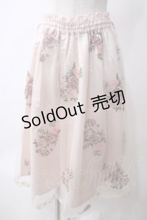 画像: axes femme / ローズ刺繍チュールスカート  ピンク Y-25-05-25-203-AX-SK-SZ-ZY
