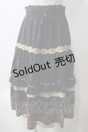 画像: axes femme / ドット花柄スカート  紺 Y-25-05-25-204-AX-SK-SZ-ZY