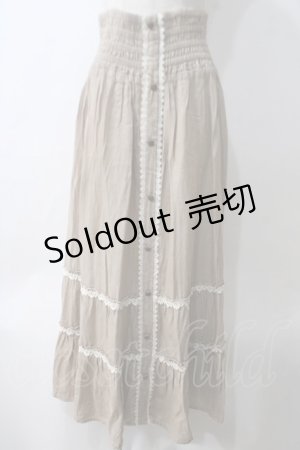 画像: axes femme / レース使いプリーツスカート  ベージュ Y-25-05-25-205-AX-SK-SZ-ZI