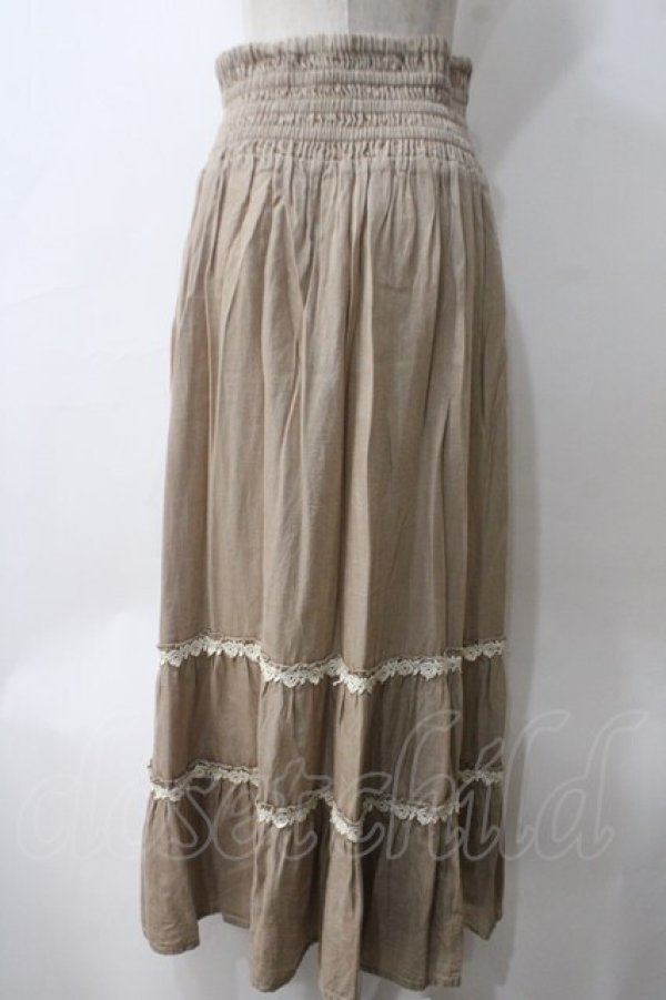 画像2: axes femme / レース使いプリーツスカート  ベージュ Y-25-05-25-205-AX-SK-SZ-ZY (2)