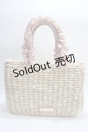 画像: Maison de FLEUR / パールフリルハンドルカゴバッグ F ピンク Y-25-05-25-038-LO-BG-SZ-ZY