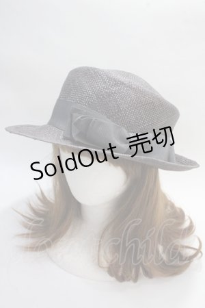 画像: Jane Marple / リボンストローハット  グレー Y-25-05-25-043-JM-AC-SZ-ZT-K004