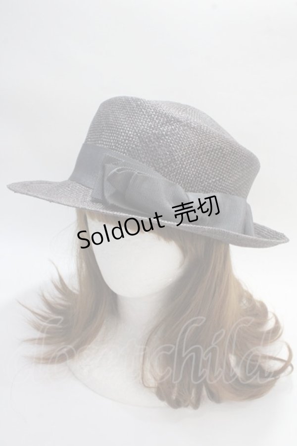 画像1: Jane Marple / リボンストローハット  グレー Y-25-05-25-043-JM-AC-SZ-ZT-K004 (1)