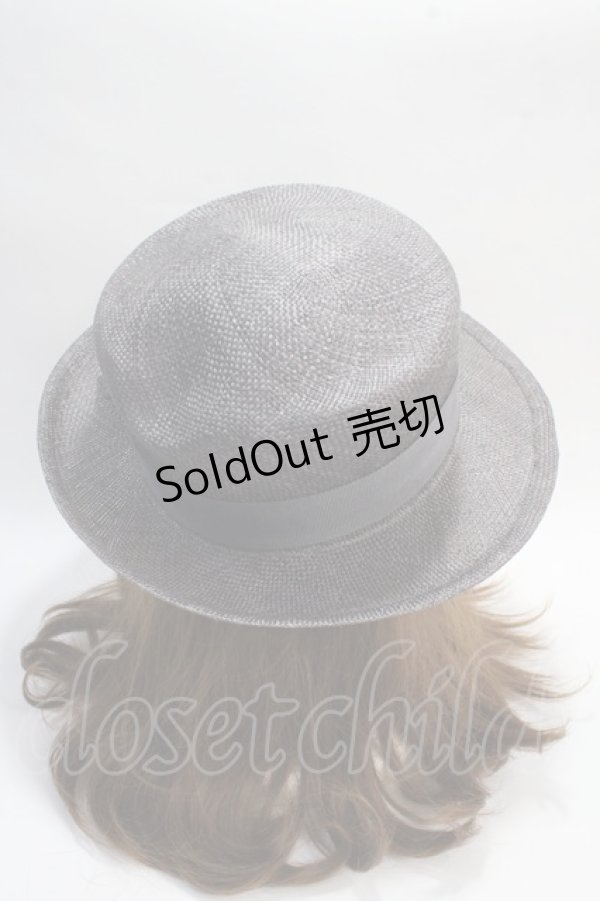 画像3: Jane Marple / リボンストローハット  グレー Y-25-05-25-043-JM-AC-SZ-ZT-K004 (3)