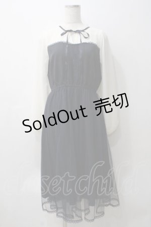 画像: axes femme POETIQUE / チュールデザインワンピース M 紺 Y-25-05-29-048-AX-OP-SZ-ZY