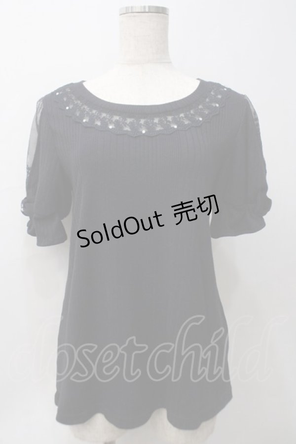 画像1: axes femme / 袖デザイン半袖プルオーバー M 紺 Y-25-05-29-006-AX-TO-SZ-ZY (1)