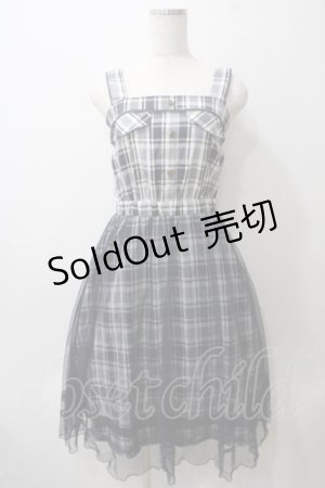 画像: axes femme POETIQUE / チェック×チュールワンピース M 紺 Y-25-05-29-057-AX-OP-SZ-ZY