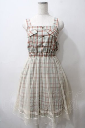 画像: axes femme POETIQUE / チェック×チュールワンピース M ミント Y-25-05-29-058-AX-OP-SZ-ZY