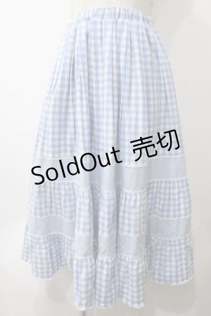 画像: merry jenny / イレギュラーチェックスカート F サックス Y-25-05-29-062-LO-SK-SZ-ZY