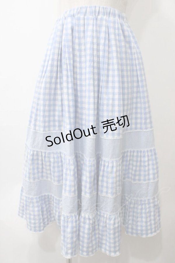 画像1: merry jenny / イレギュラーチェックスカート F サックス Y-25-05-29-062-LO-SK-SZ-ZY (1)